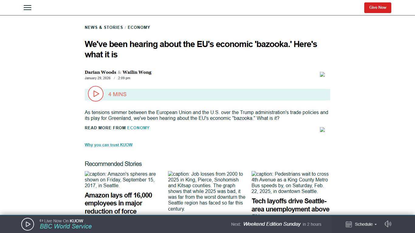 KUOW - We've been hearing about the EU's economic 'bazooka.' Here's what it is